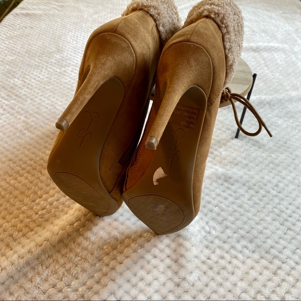 Jessica Simpson heeled faux fur suede booties. Size 6. EUC. - Picture 5 of 8